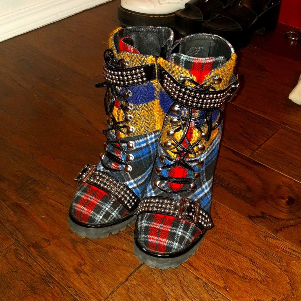 Jeffrey Campbell Tartan Chunky Heels